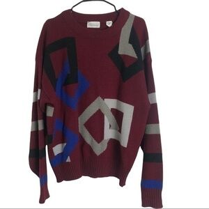 Vintage 80's Giannino Red Crew Neck Knit Sweater Size L